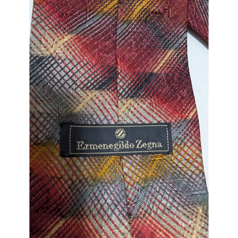 Ermenegildo Zegna 100% Silk Necktie Multicolor Geometric All Over Italy 58" - Picture 3 of 9